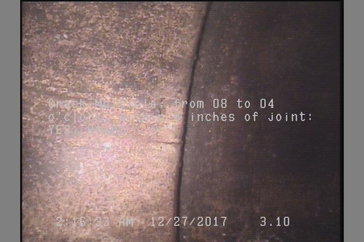 Crack Multiple, from 08 to 04 o'clock, within 8 inches of joint: YES, Start