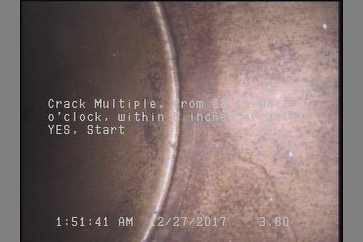 Crack Multiple, from 08 to 04 o'clock, within 8 inches of joint: YES, Start