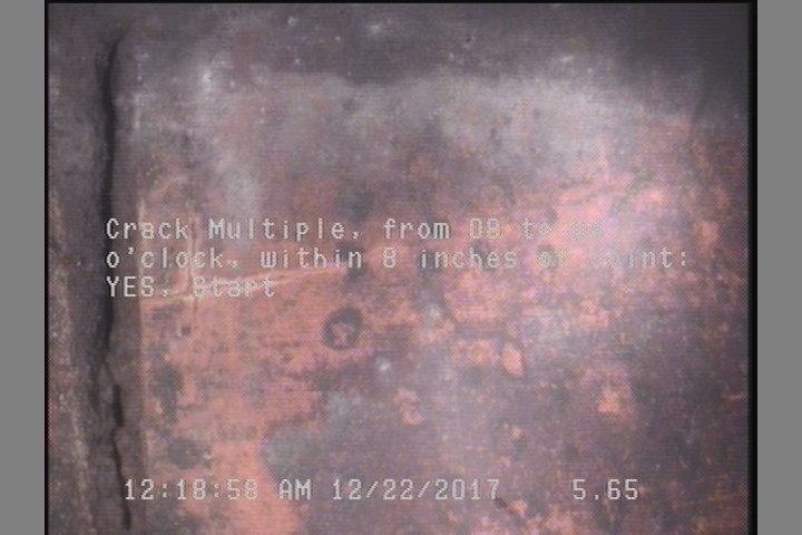 Crack Multiple, from 08 to 04 o'clock, within 8 inches of joint: YES, Start