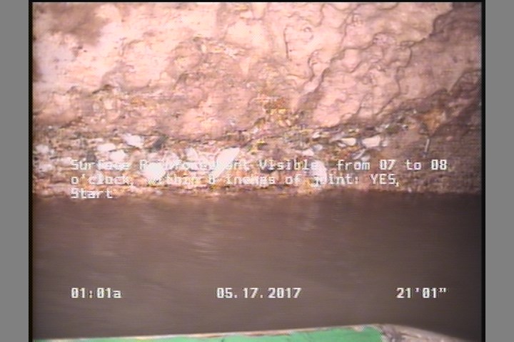 Surface Reinforcement Visible, from 07 to 08 o'clock, within 8 inches of joint: YES, Start