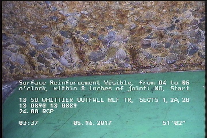 Surface Reinforcement Visible, from 04 to 05 o'clock, within 8 inches of joint: NO, Start