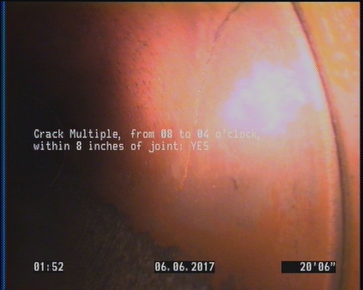 Crack Multiple, from 08 to 04 o'clock, within 8 inches of joint: YES