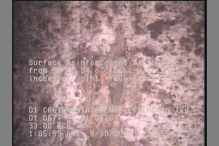 Surface Reinforcement Visible, from 08 to 04 o'clock, within 8 inches of joint: YES, Start