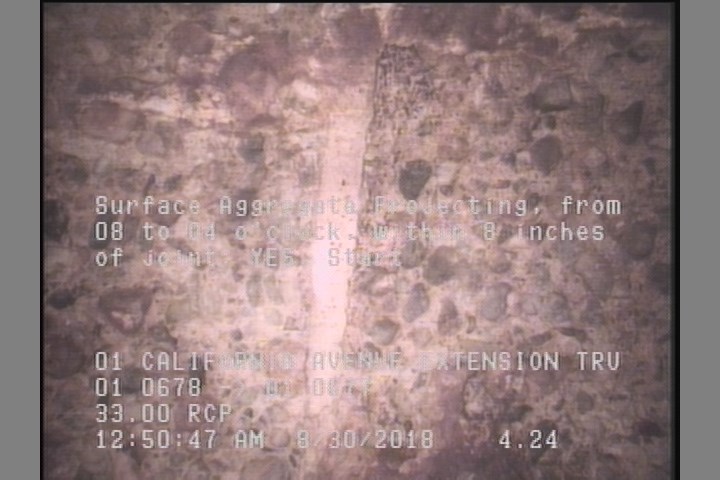 Surface Aggregate Projecting, from 08 to 04 o'clock, within 8 inches of joint: YES, Start