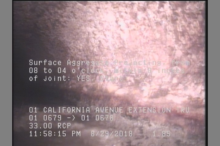 Surface Aggregate Projecting, from 08 to 04 o'clock, within 8 inches of joint: YES, Start