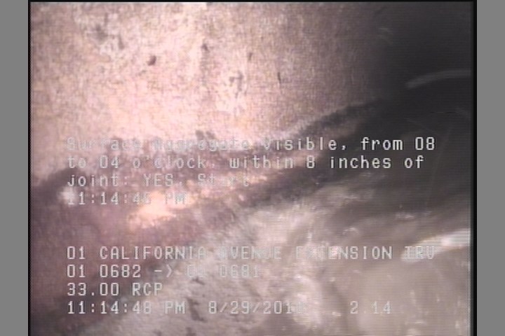 Surface Aggregate Visible, from 08 to 04 o'clock, within 8 inches of joint: YES, Start