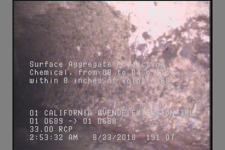 Surface Aggregate Projecting, from 08 to 04 o'clock, within 8 inches of joint: NO