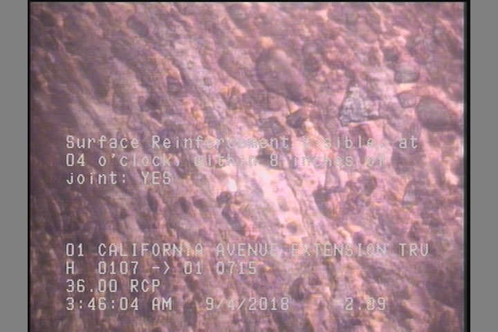 Surface Reinforcement Visible, from 08 to 04 o'clock, within 8 inches of joint: YES