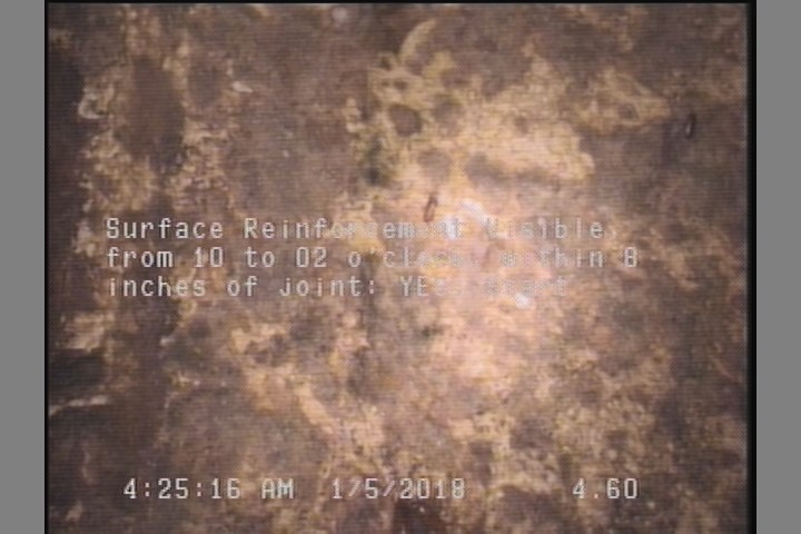 Surface Reinforcement Visible, from 10 to 02 o'clock, within 8 inches of joint: YES, Start