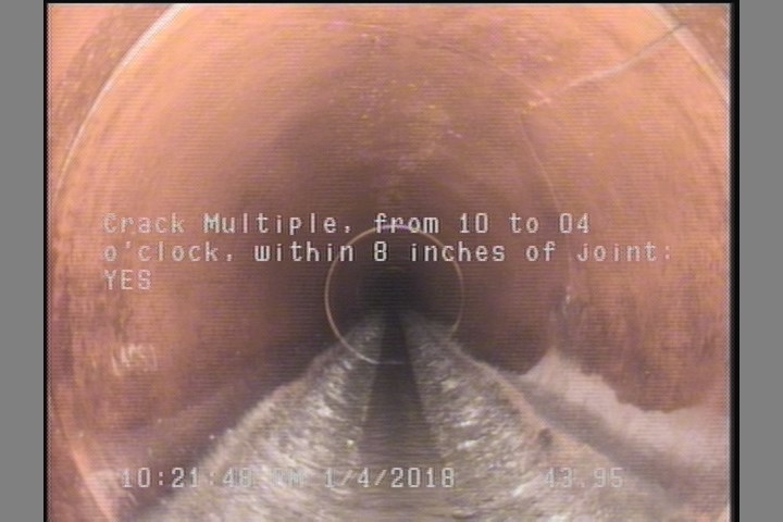 Crack Multiple, from 10 to 04 o'clock, within 8 inches of joint: YES