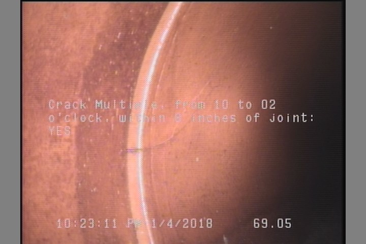 Crack Multiple, from 10 to 02 o'clock, within 8 inches of joint: YES