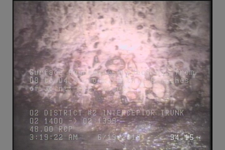 Surface Aggregate Projecting, from 08 to 04 o'clock, within 8 inches of joint: YES, Start