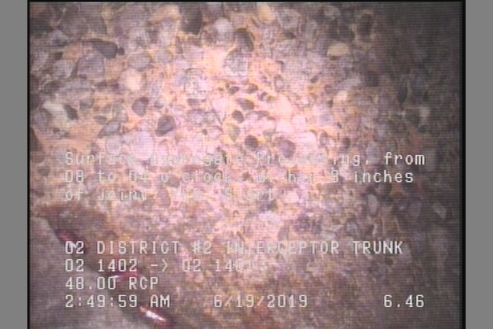 Surface Aggregate Projecting, from 08 to 04 o'clock, within 8 inches of joint: YES, Start