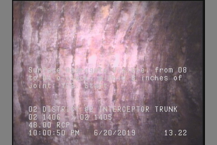 Surface Reinforcement Visible, from 08 to 04 o'clock, within 8 inches of joint: YES, Start