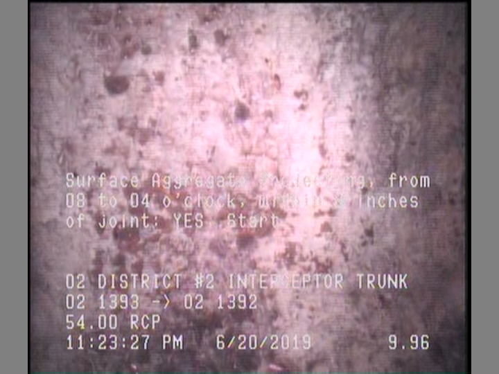 Surface Aggregate Projecting, from 08 to 04 o'clock, within 8 inches of joint: YES, Start