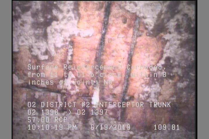Surface Reinforcement Corroded, from 11 to 01 o'clock, within 8 inches of joint: NO