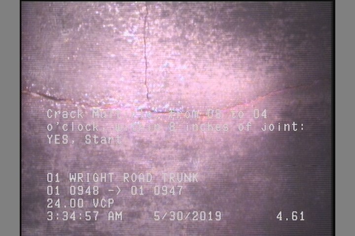 Crack Multiple, from 08 to 04 o'clock, within 8 inches of joint: YES, Start