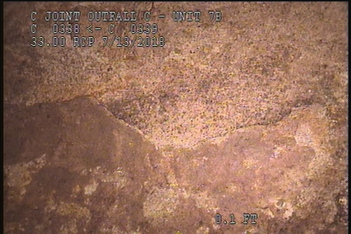 Surface Spalling, from 09 to 03 o'clock, within 8 inches of joint: YES, Start - BLISTERING PEELING CONCRETE UNDER MAG COAT