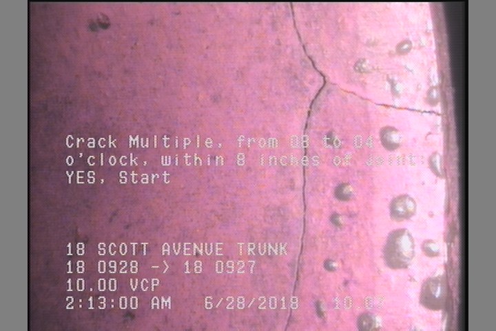 Crack Multiple, from 08 to 04 o'clock, within 8 inches of joint: YES, Start