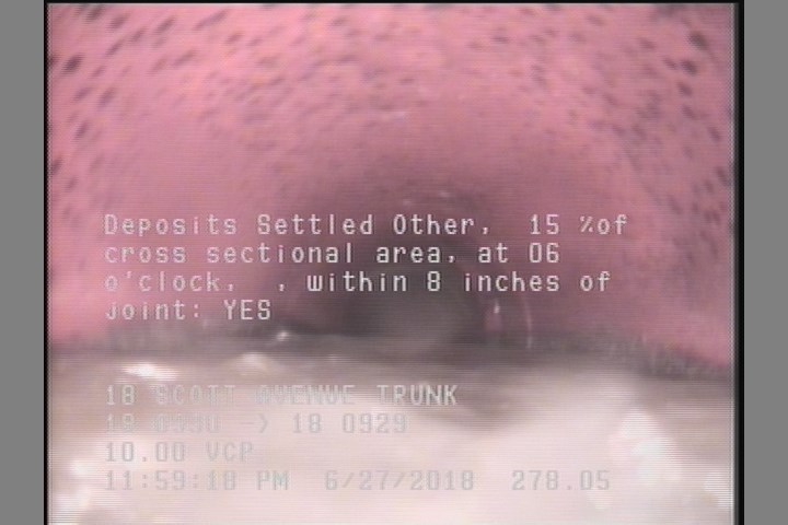 Deposits Settled Other, 15 %of cross sectional area, at 06 o'clock, , within 8 inches of joint: YES