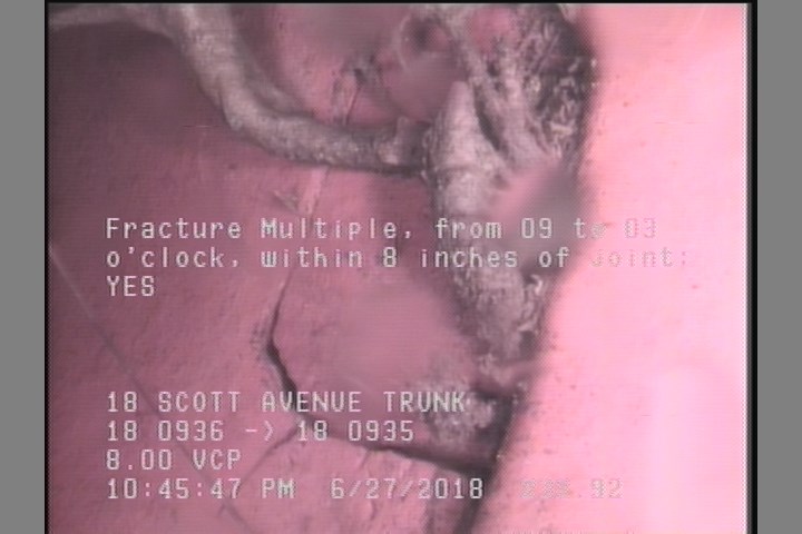 Fracture Multiple, from 09 to 03 o'clock, within 8 inches of joint: YES