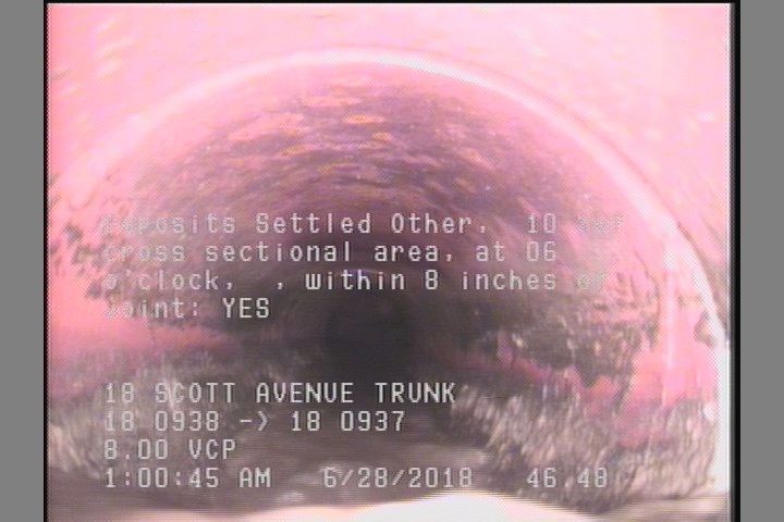 Deposits Settled Other, 10 %of cross sectional area, at 06 o'clock, , within 8 inches of joint: YES