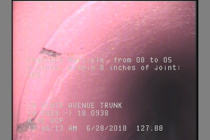 Fracture Multiple, from 08 to 05 o'clock, within 8 inches of joint: YES