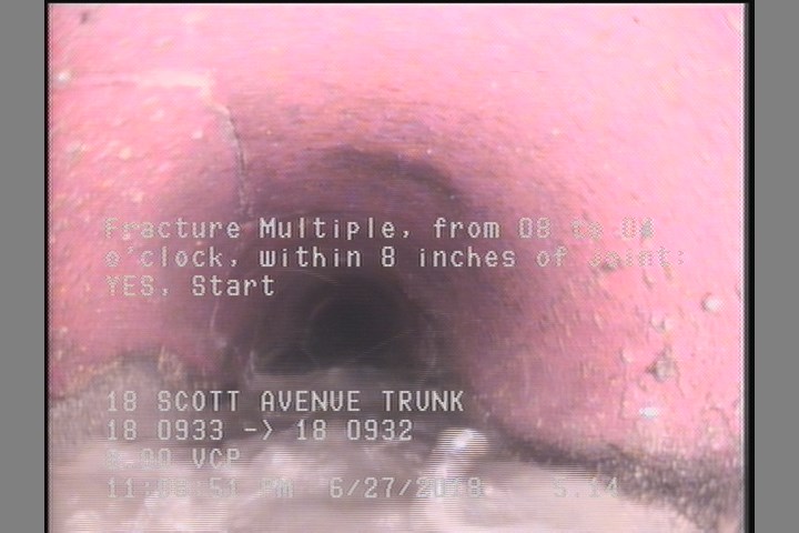 Fracture Multiple, from 08 to 04 o'clock, within 8 inches of joint: YES, Start