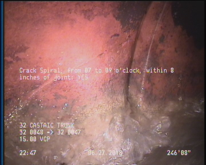 Crack Spiral, from 07 to 09 o'clock, within 8 inches of joint: YES