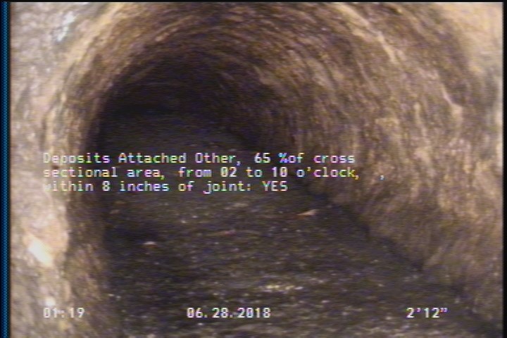 Deposits Attached Other, 65 %of cross sectional area, from 02 to 10 o'clock, , within 8 inches of joint: YES