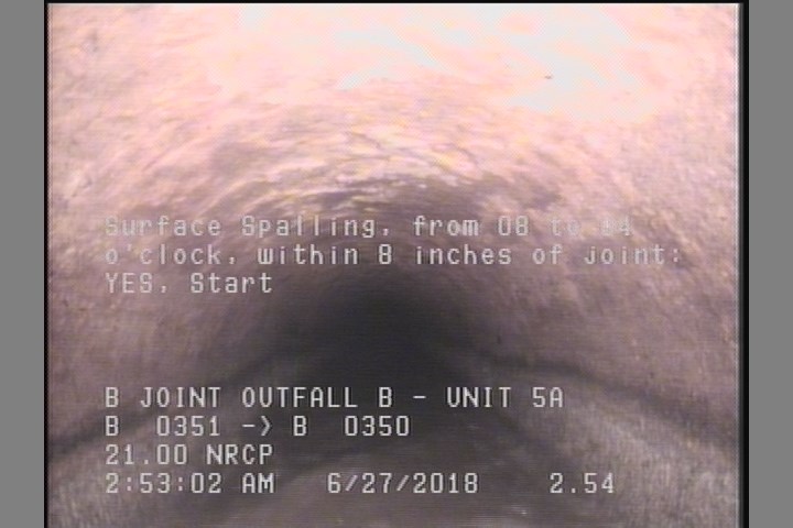 Surface Spalling, from 08 to 04 o'clock, within 8 inches of joint: YES, Start
