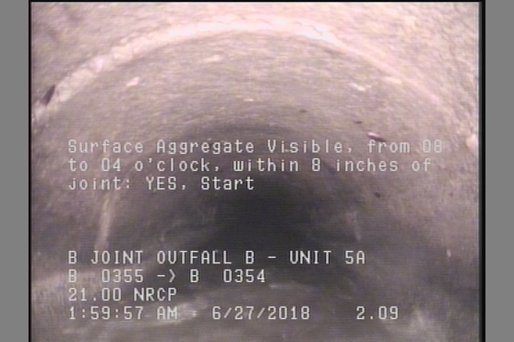 Surface Aggregate Visible, from 08 to 04 o'clock, within 8 inches of joint: YES, Start