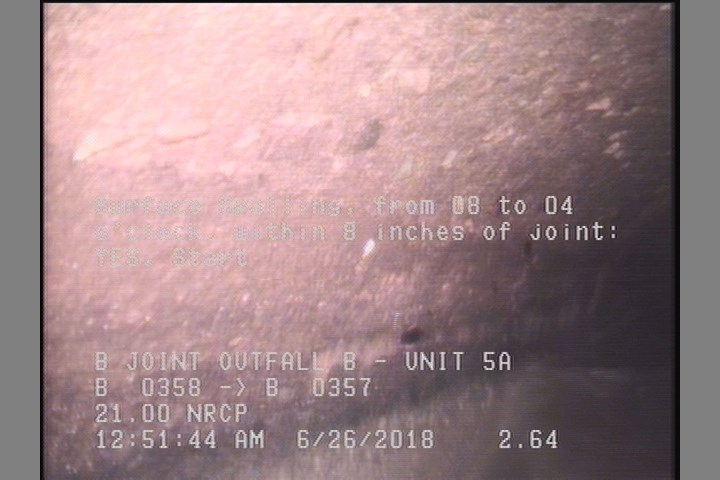 Surface Spalling, from 08 to 04 o'clock, within 8 inches of joint: YES, Start