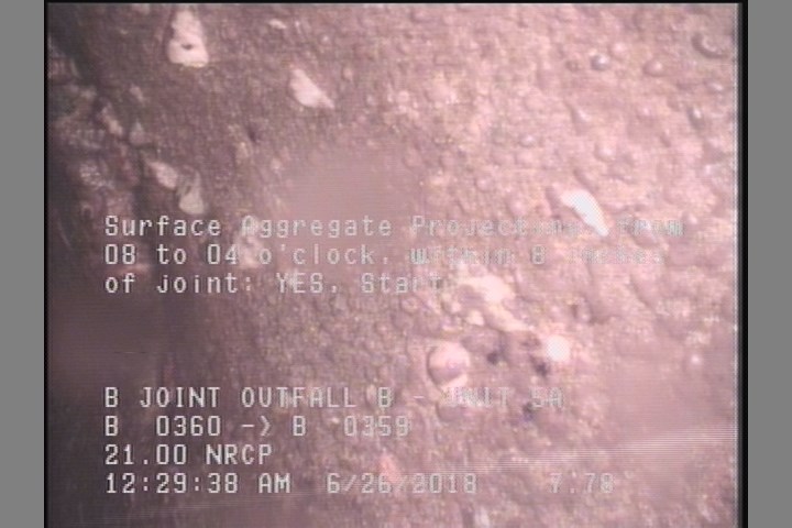 Surface Aggregate Projecting, from 08 to 04 o'clock, within 8 inches of joint: YES, Start