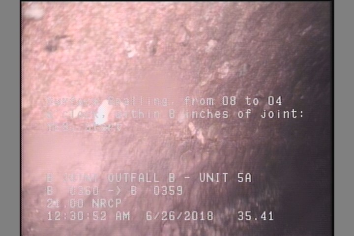 Surface Spalling, from 08 to 04 o'clock, within 8 inches of joint: YES, Start