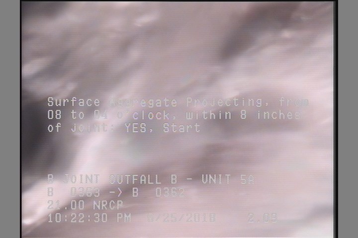 Surface Aggregate Projecting, from 08 to 04 o'clock, within 8 inches of joint: YES, Start
