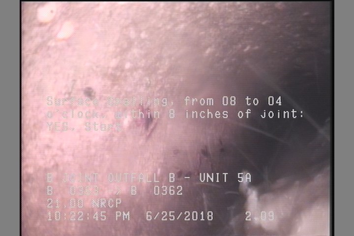 Surface Spalling, from 08 to 04 o'clock, within 8 inches of joint: YES, Start