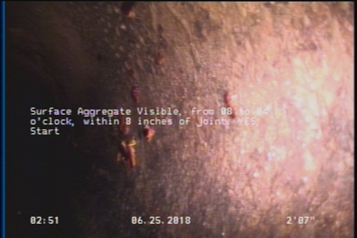 Surface Aggregate Visible, from 08 to 04 o'clock, within 8 inches of joint: YES, Start
