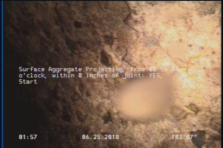 Surface Aggregate Projecting, from 08 to 04 o'clock, within 8 inches of joint: YES, Start