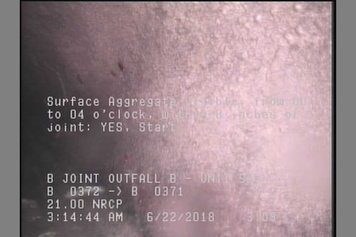 Surface Aggregate Visible, from 08 to 04 o'clock, within 8 inches of joint: YES, Start
