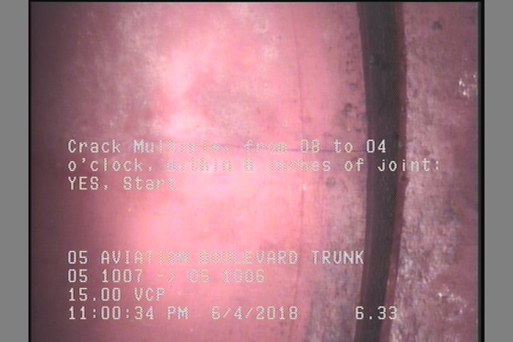 Crack Multiple, from 08 to 04 o'clock, within 8 inches of joint: YES, Start