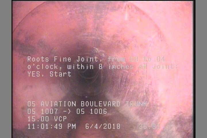 Roots Fine Joint, from 08 to 04 o'clock, within 8 inches of joint: YES, Start