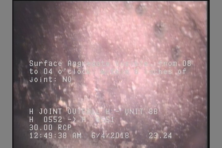 Surface Aggregate Visible, from 08 to 04 o'clock, within 8 inches of joint: NO