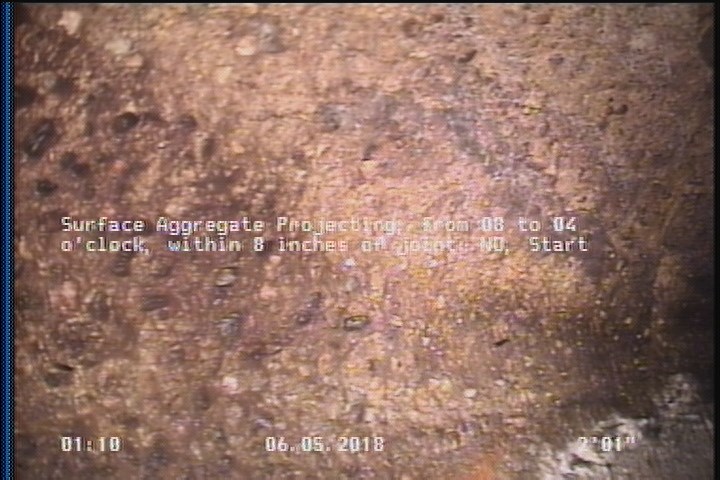 Surface Aggregate Projecting, from 08 to 04 o'clock, within 8 inches of joint: NO, Start