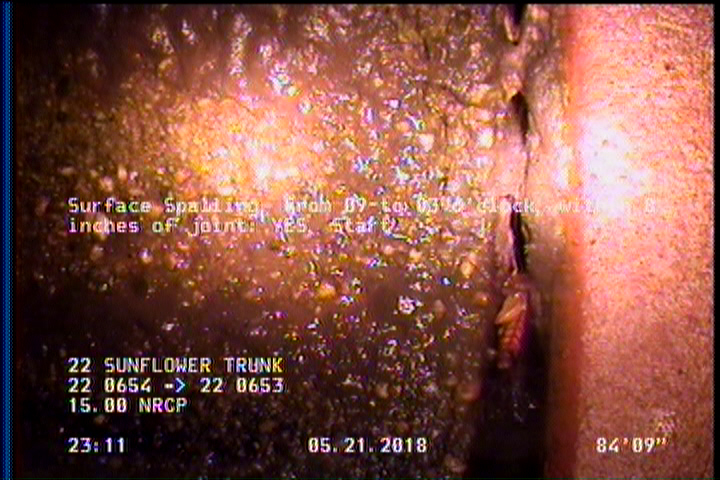 Surface Spalling, from 09 to 03 o'clock, within 8 inches of joint: YES, Start
