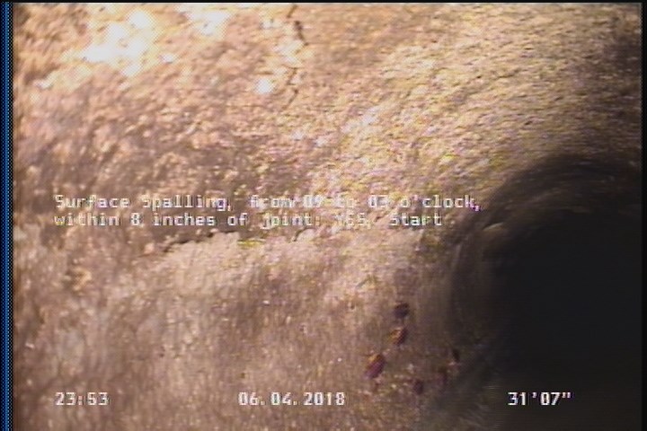 Surface Spalling, from 09 to 03 o'clock, within 8 inches of joint: YES, Start