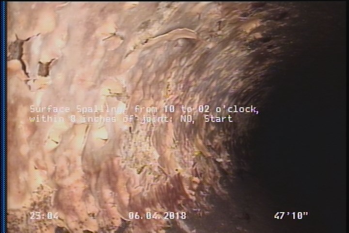 Surface Spalling, from 10 to 02 o'clock, within 8 inches of joint: NO, Start