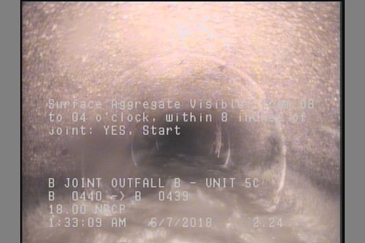 Surface Aggregate Visible, from 08 to 04 o'clock, within 8 inches of joint: YES, Start