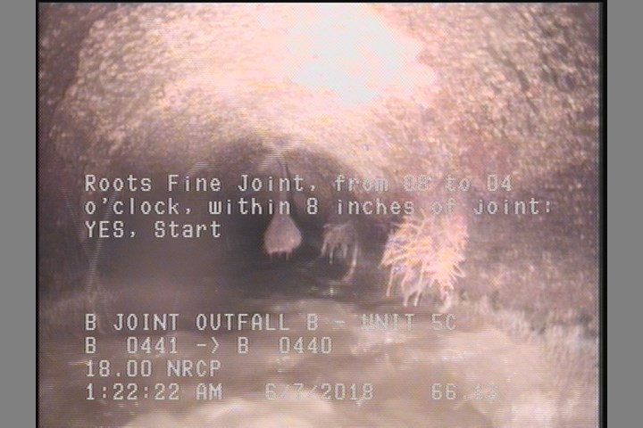 Roots Fine Joint, from 08 to 04 o'clock, within 8 inches of joint: YES, Start