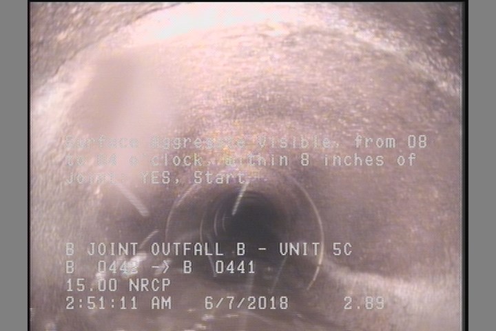 Surface Aggregate Visible, from 08 to 04 o'clock, within 8 inches of joint: YES, Start